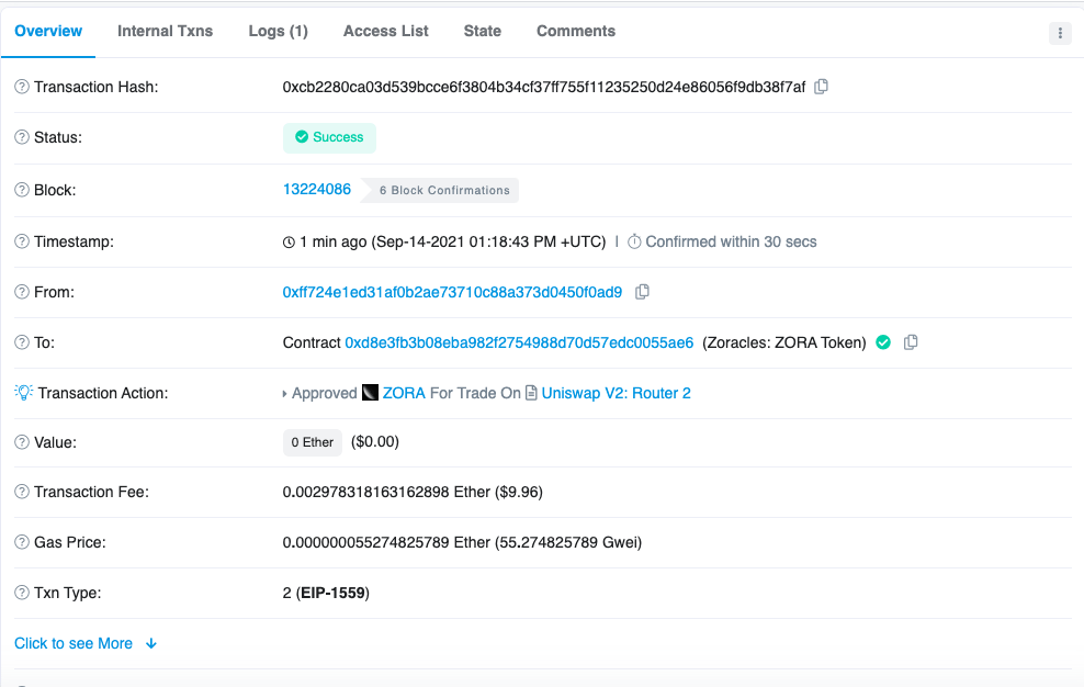 TxHash info